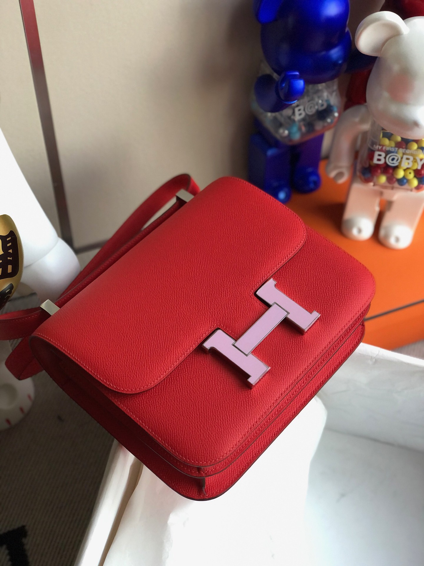 에르메스 콘스탄스24 레드 핑크 버클 앱송